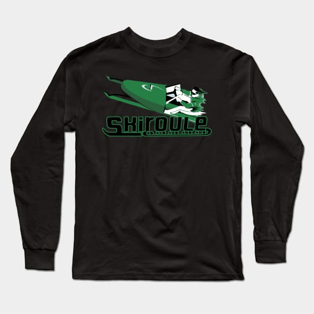 SKI green snowmobiles Long Sleeve T-Shirt by Midcenturydave